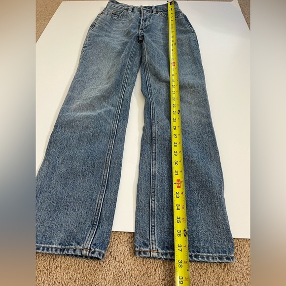 Aritzia Denim Forum Pin Up Super High Straight 28L 23 Blue Jeans - Picture 7 of 10